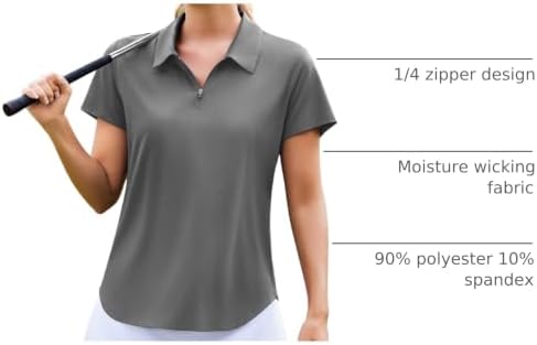 PINSPARK Womens Golf Shirt Short Sleeve Polo UPF 50+ 1/4 Zip Collar Shirt - Image 4