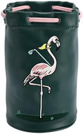 Golf Valuables Pouch with Embroidery, Leather Drawstring Golf Tee Ball Bag by PINKTEE
