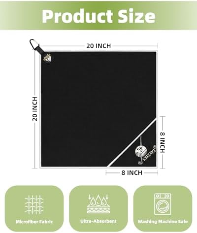 Magnetic Golf Towel with Upgraded Cleaning Pocket & Clip 20" x 20" - Image 2
