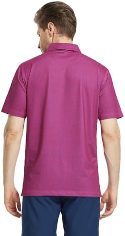 M MAELREG Mens Golf Shirt Short Sleeve Dry Fit Print Moisture Wicking - Image 4