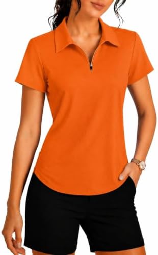 PINSPARK Womens Golf Shirt Short Sleeve Polo UPF 50+ 1/4 Zip Collar Shirt by Pinspark
