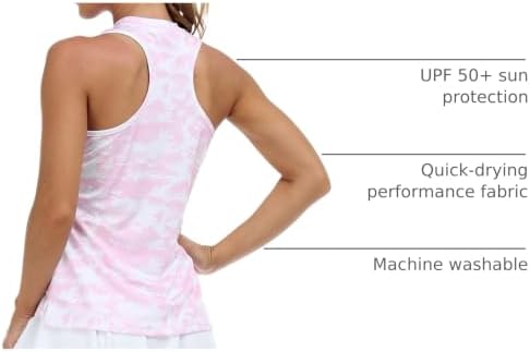 MoFiz Women's Golf Shirts Sleeveless Racerback Polo 1/4 Zip Collarless - Image 4