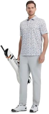M MAELREG Mens Golf Shirt Short Sleeve Dry Fit Print Moisture Wicking - Image 3