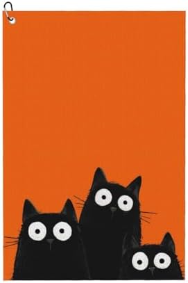 Black Cat Golf Towel Microfiber by Unknown