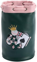 Golf Valuables Pouch with Embroidery, Leather Drawstring Golf Tee Ball Bag by PINKTEE