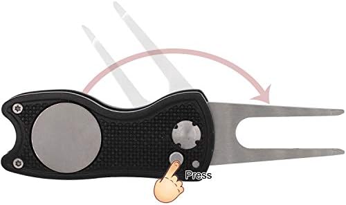 Golf Divot Repair Tool with Magnetic Ball Marker, Metal and Foldable Design - Image 3