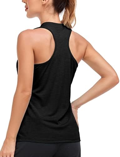 MoFiz Women's Golf Shirts Sleeveless Racerback Polo 1/4 Zip Collarless by MOFIZ