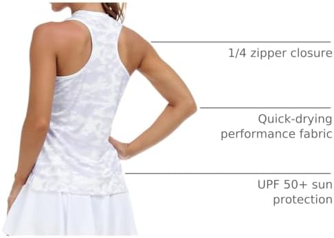MoFiz Women's Golf Shirts Sleeveless Racerback Polo 1/4 Zip Collarless - Image 4