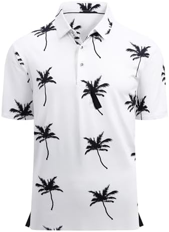 Alex Vando Mens Golf Shirt Moisture Wicking Print Performance Polo Shirt by AlexVando