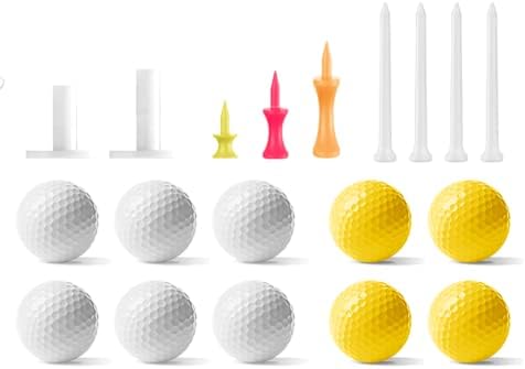 Golfguru 10 Golf Practice Foam Balls, 7 Golf Tees & 2 Rubber Golf Tees by Golfguru
