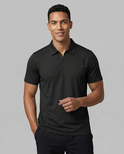 3 Pack Mens Dry Fit Polo Shirts Quarter Zip Short Sleeve Collared Tees Work - Image 2