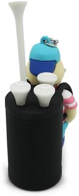 Golf Tee Holder Keychain with Funny Golfer Character, Includes 4 Tees & Clip - Image 3