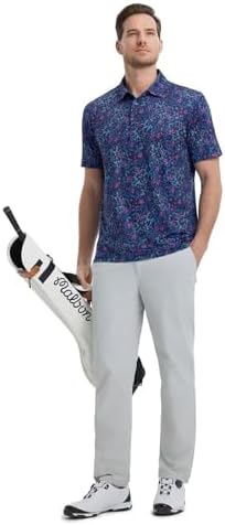 M MAELREG Mens Golf Shirt Short Sleeve Dry Fit Print Moisture Wicking - Image 3