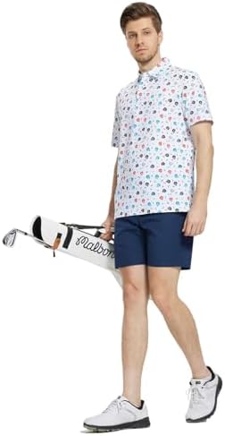 M MAELREG Mens Golf Shirt Short Sleeve Dry Fit Print Moisture Wicking - Image 3