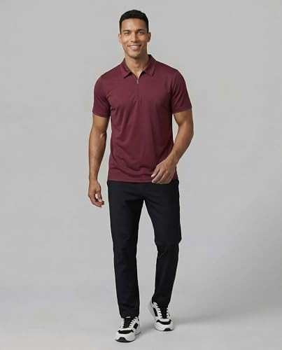 3 Pack Mens Dry Fit Polo Shirts Quarter Zip Short Sleeve Collared Tees Work - Image 6