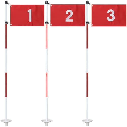 Golf Flagstick for Yard, 5-Section Putting Green Golf Pin Flag, 3 Pack by Ihomepark