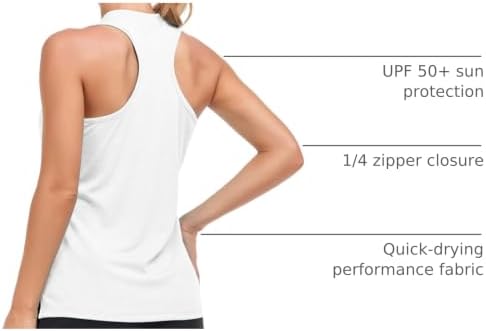MoFiz Women's Golf Shirts Sleeveless Racerback Polo 1/4 Zip Collarless - Image 4