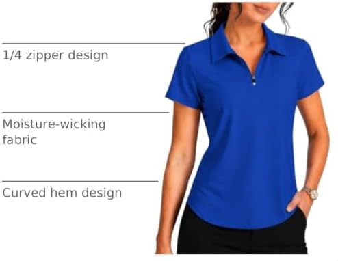 PINSPARK Womens Golf Shirt Short Sleeve Polo UPF 50+ 1/4 Zip Collar Shirt - Image 4
