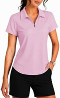 PINSPARK Womens Golf Shirt Short Sleeve Polo UPF 50+ 1/4 Zip Collar Shirt by Pinspark