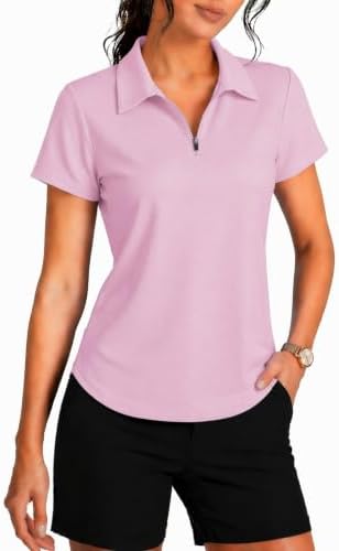 PINSPARK Womens Golf Shirt Short Sleeve Polo UPF 50+ 1/4 Zip Collar Shirt by Pinspark