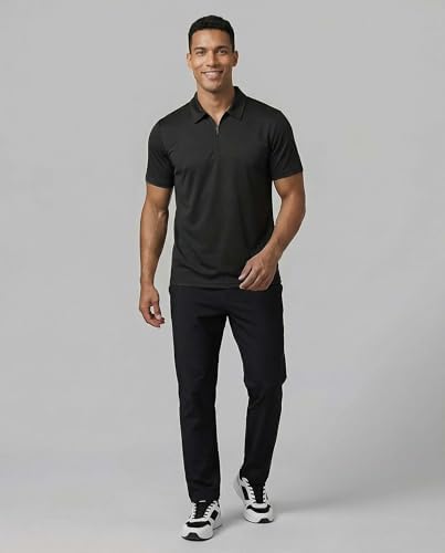 3 Pack Mens Dry Fit Polo Shirts Quarter Zip Short Sleeve Collared Tees Work - Image 6
