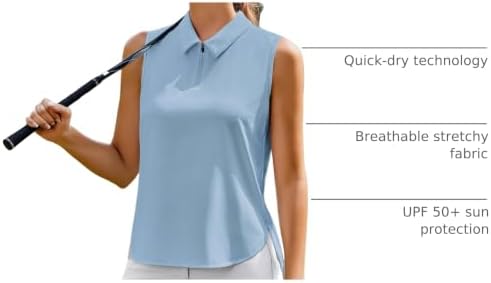 PINSPARK Golf Shirts for Women Sleeveless 1/4 Zip Tennis Polo - Image 4