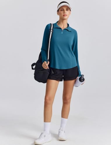 PINSPARK Womens Golf Shirt Long Sleeve Polo Shirts 1/4 Zip Tennis Hiking Tops - Image 3