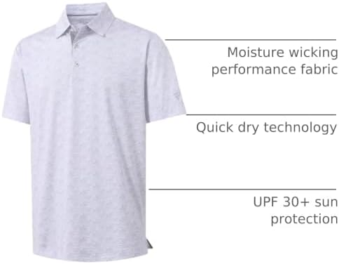M MAELREG Mens Golf Shirt Short Sleeve Dry Fit Print Moisture Wicking - Image 4