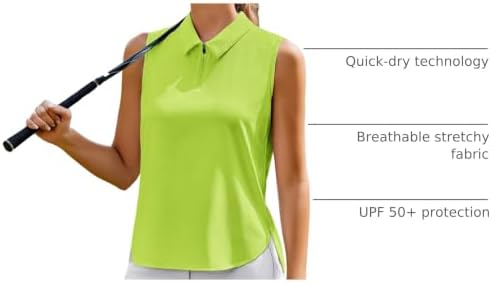 PINSPARK Golf Shirts for Women Sleeveless 1/4 Zip Tennis Polo - Image 4