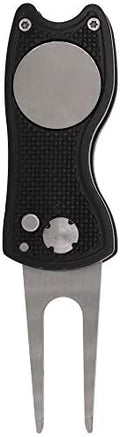 Golf Divot Repair Tool with Magnetic Ball Marker, Metal and Foldable Design by TuLick