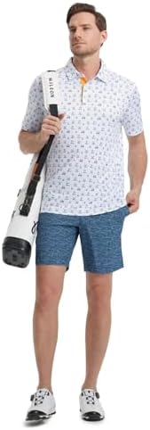 M MAELREG Mens Golf Shirt Short Sleeve Dry Fit Print Moisture Wicking - Image 3