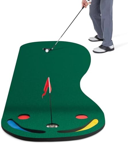 GYMAX Putting Green, 10 x 3 ft Par Three Putting Mat Set by GYMAX