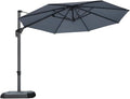 PURPLE LEAF Cantilever Umbrella 10 Feet Round 360° Rotation Light Grey | by PURPLELEAF