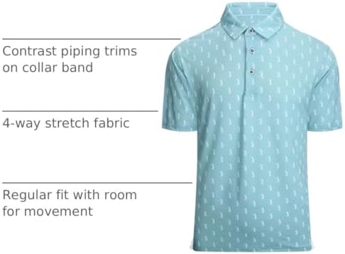 Alex Vando Mens Golf Shirt Moisture Wicking Print Performance Polo Shirt - Image 4