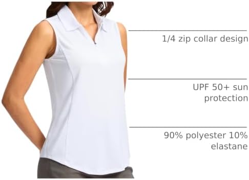 G Gradual Women's Golf Shirts Lightweight 1/4 Zip Collared Tank Top - Image 4