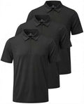 3 Pack Mens Dry Fit Polo Shirts Quarter Zip Short Sleeve Collared Tees Work by RealEssentials