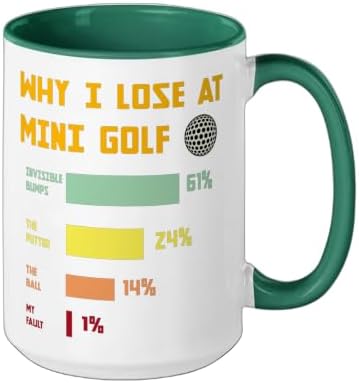 Mini Golf Champion Humor Family Golfers Ceramic Mug, Dark Green/White - Image 2