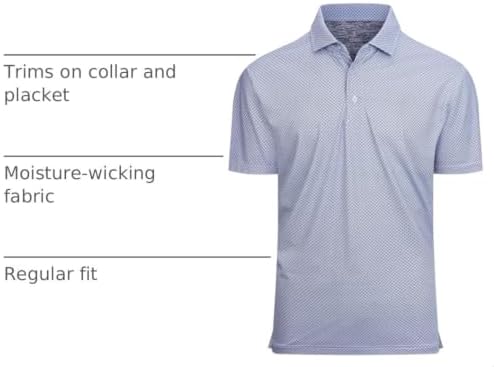 Alex Vando Mens Golf Shirt Moisture Wicking Classic Print Golf Shirts - Image 4