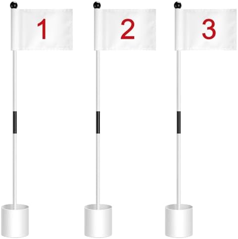 3 Set Golf Flagsticks Putting Green Flags by Hungdao