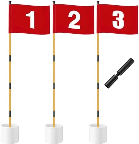 Golf Flag Stick 6ft, 3 Set Putting Green Flags by Duucoepl