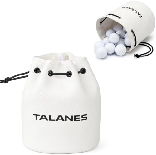 Golf Valuables Pouch, Leather Drawstring Golf Balls Bag by TALANES