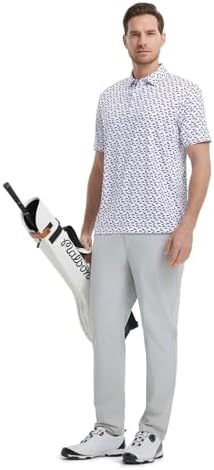 M MAELREG Mens Golf Shirt Short Sleeve Dry Fit Print Moisture Wicking - Image 3