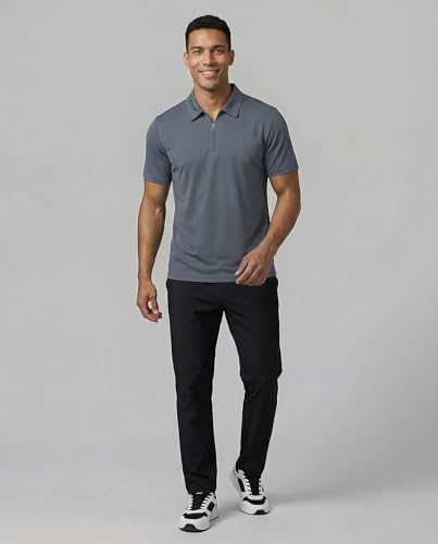 3 Pack Mens Dry Fit Polo Shirts Quarter Zip Short Sleeve Collared Tees Work - Image 6