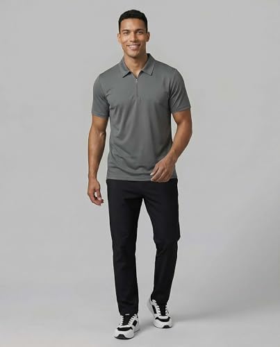 3 Pack Mens Dry Fit Polo Shirts Quarter Zip Short Sleeve Collared Tees Work - Image 6