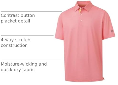 M MAELREG Mens Golf Shirt Short Sleeve Dry Fit Print Moisture Wicking - Image 4