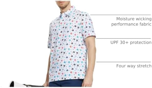 M MAELREG Mens Golf Shirt Short Sleeve Dry Fit Print Moisture Wicking - Image 4