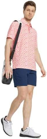 M MAELREG Mens Golf Shirt Short Sleeve Dry Fit Print Moisture Wicking - Image 3