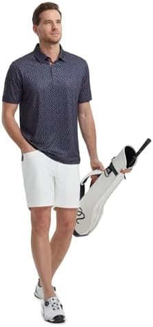 M MAELREG Mens Golf Shirt Short Sleeve Dry Fit Print Moisture Wicking - Image 3