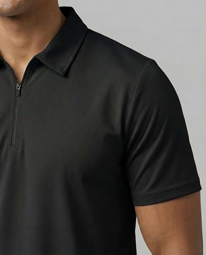 3 Pack Mens Dry Fit Polo Shirts Quarter Zip Short Sleeve Collared Tees Work - Image 4