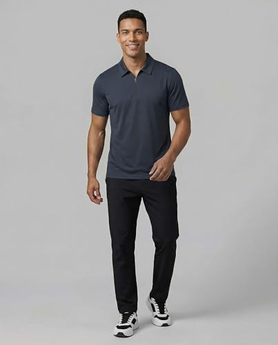 3 Pack Mens Dry Fit Polo Shirts Quarter Zip Short Sleeve Collared Tees Work - Image 6